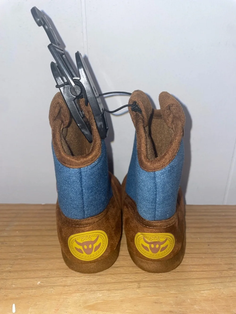 Kids Brown & Blue Cowboy Boot Slippers - Toy Story Woody